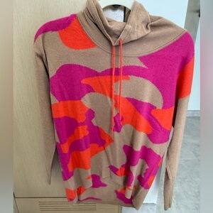 100% Cashmere Colorful Camouflage Hoodie size S